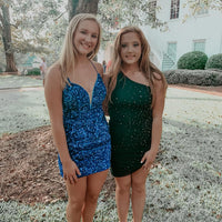 Sparkle Royal Blue Sequins Bodycon Mini Dress