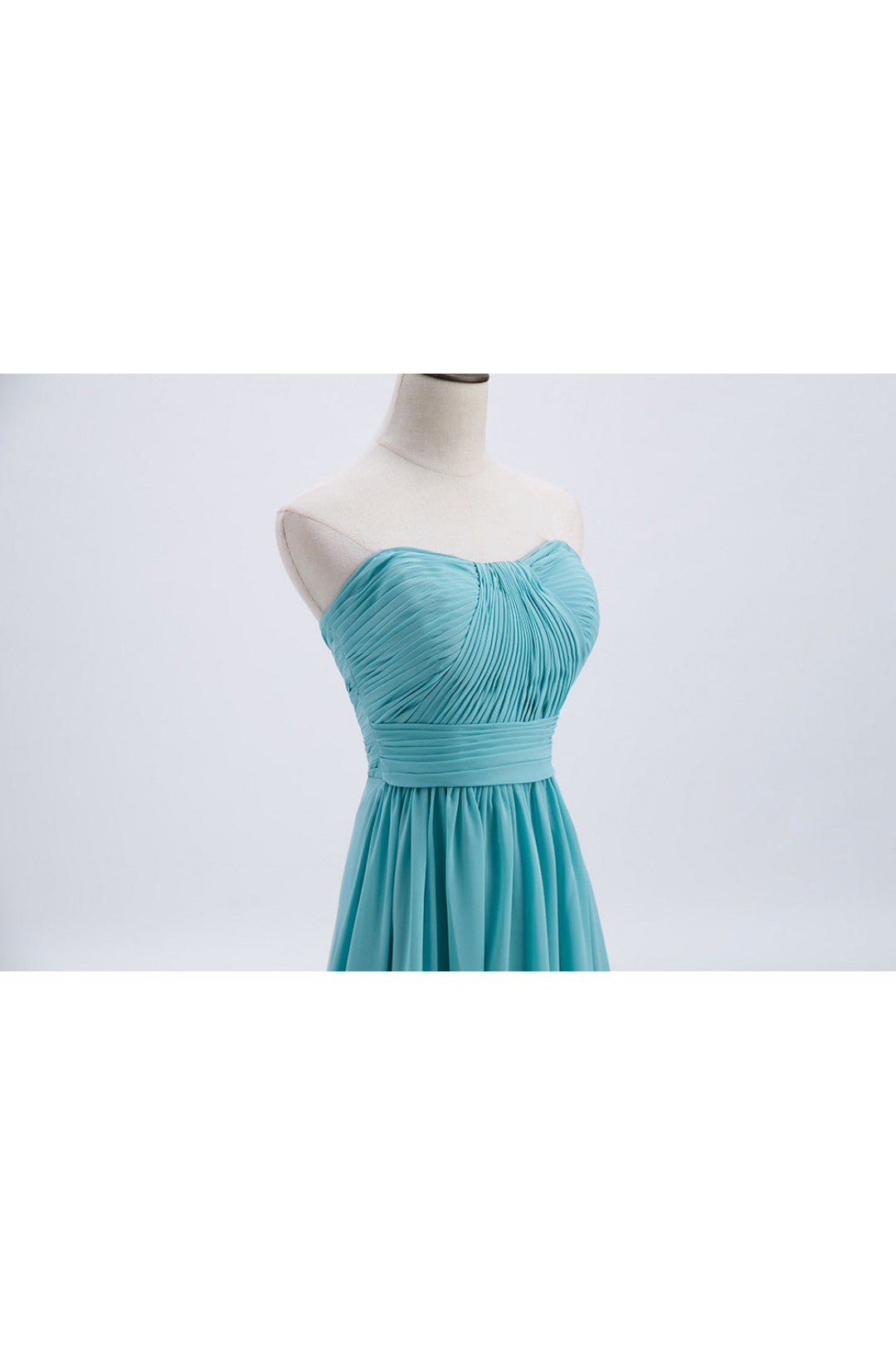 Sweetheart Turquoise Pleated Chiffon A-line Long Bridesmaid Dress