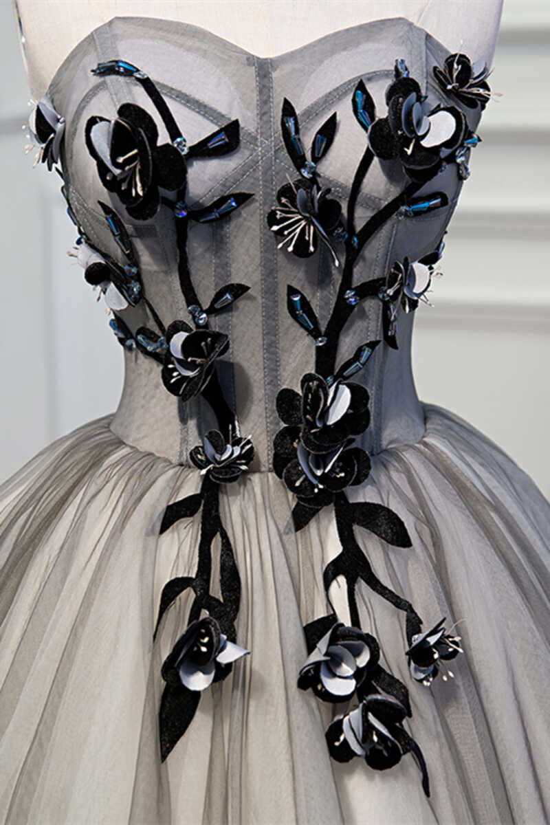 Grey Strapless Lace-Up A-Line Homecoming Dress