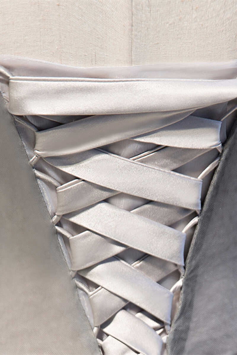 Grey Strapless Lace-Up A-Line Homecoming Dress