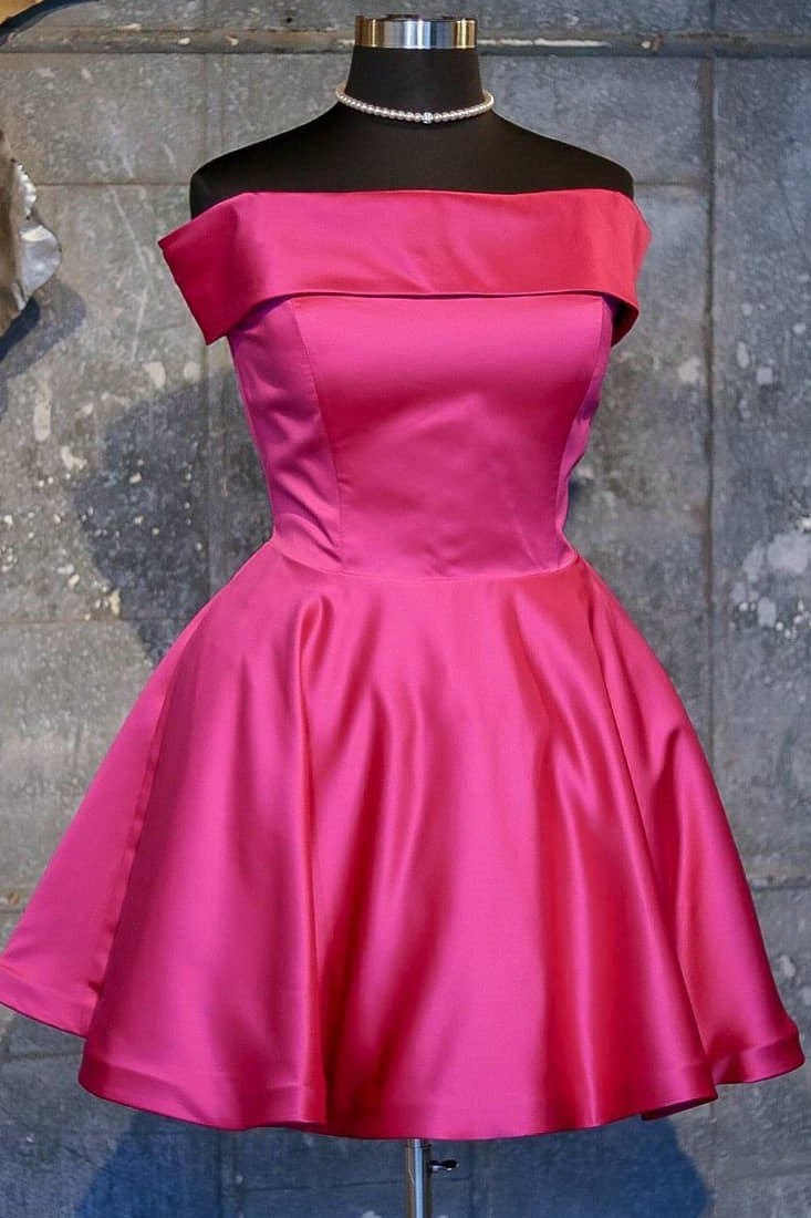 Off the Shoulder Short Pink Homecoming Dress