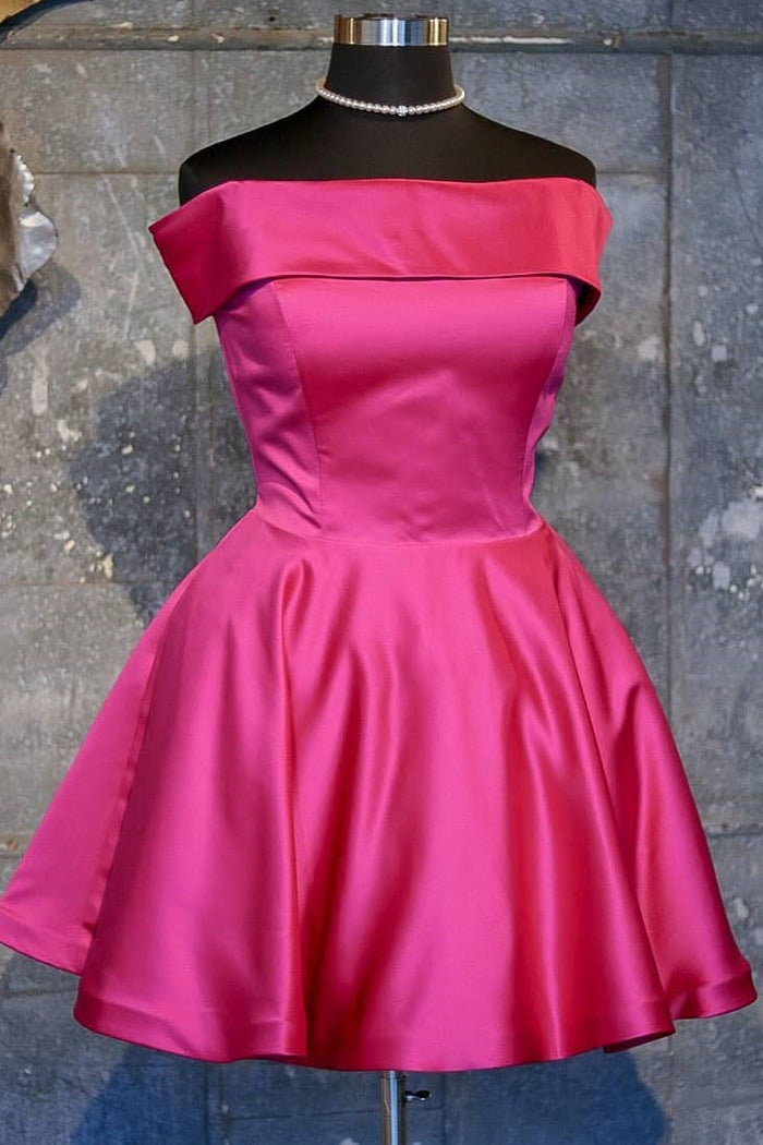 Off the Shoulder Short Pink Homecoming Dress