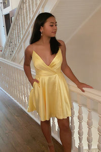 Spaghetti Straps Satin Homecoming Dress