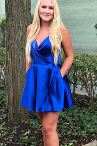 Spaghetti Straps Satin Homecoming Dress