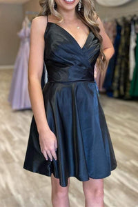 Spaghetti Straps Satin Homecoming Dress