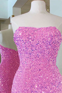 Black Sequins Strapless Mini Homecoming Dress