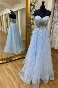 Glitter Pink Sweetheart Appliques A-Line Prom Dress