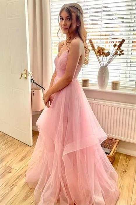 Sparkle Black V-Neck Multi-Tiered A-Line Prom Gown