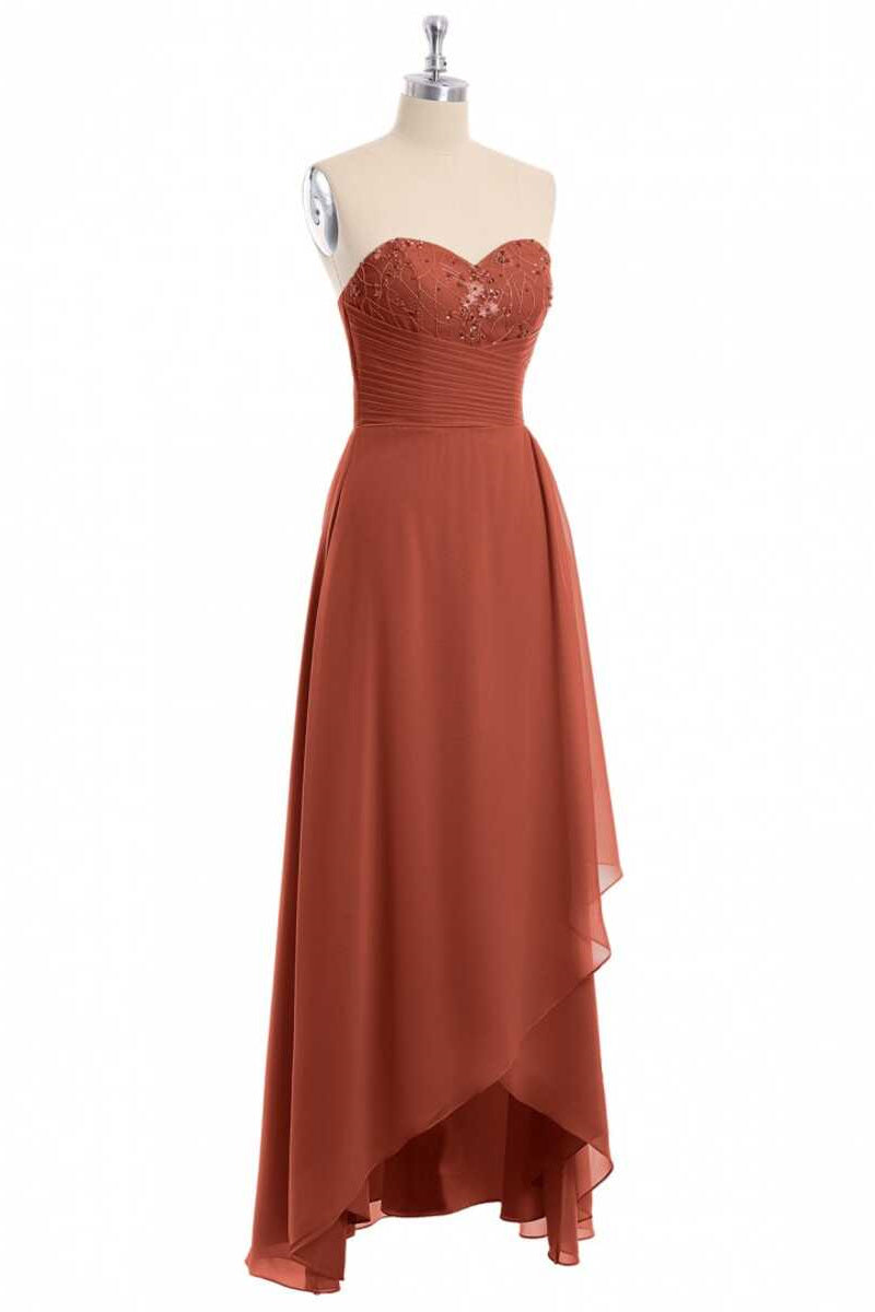 Glitter Blue Chiffon Sweetheart Ruffled Bridesmaid Dress