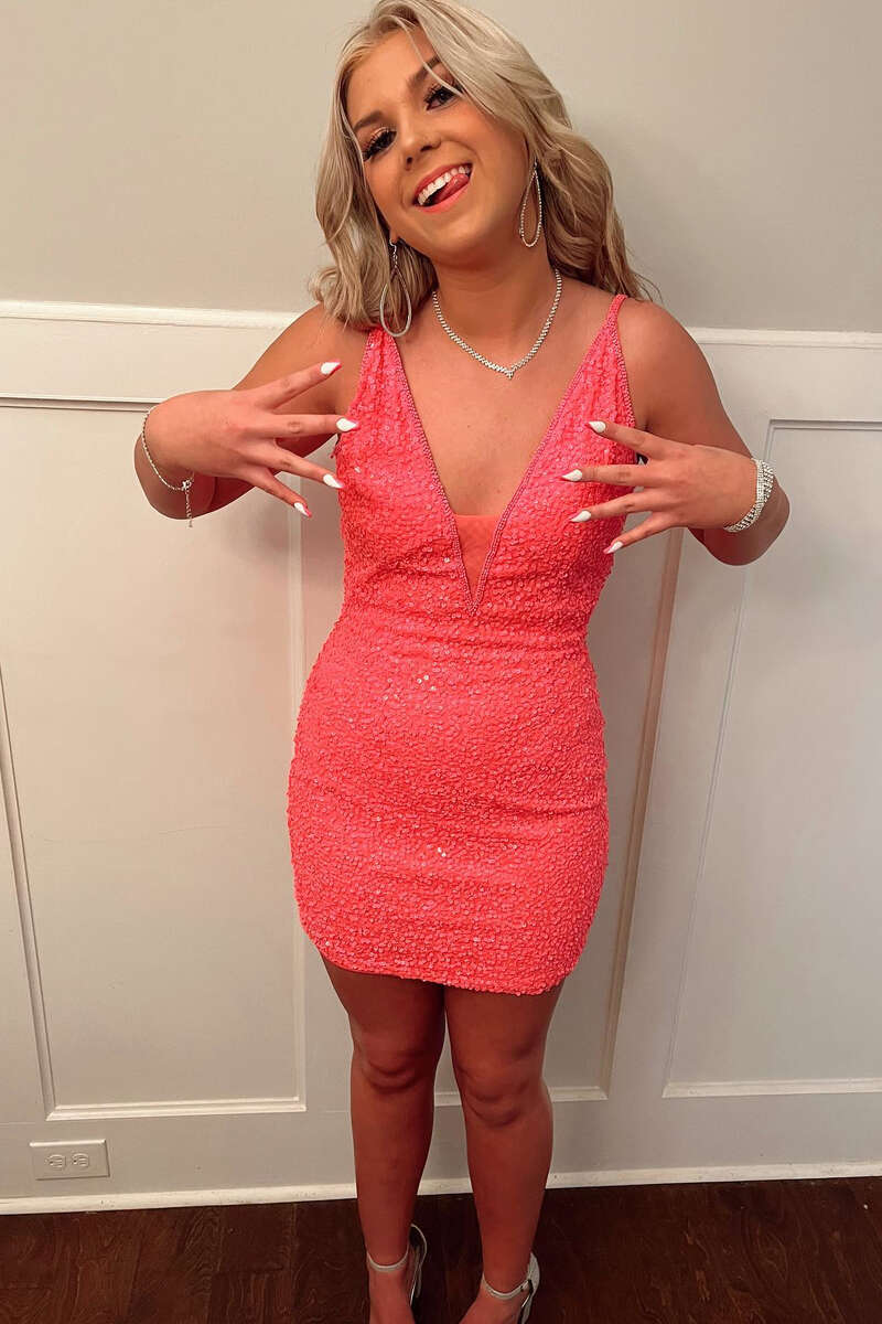 Purple Sequin V-Neck Lace-Up Fitted Short Party Dress