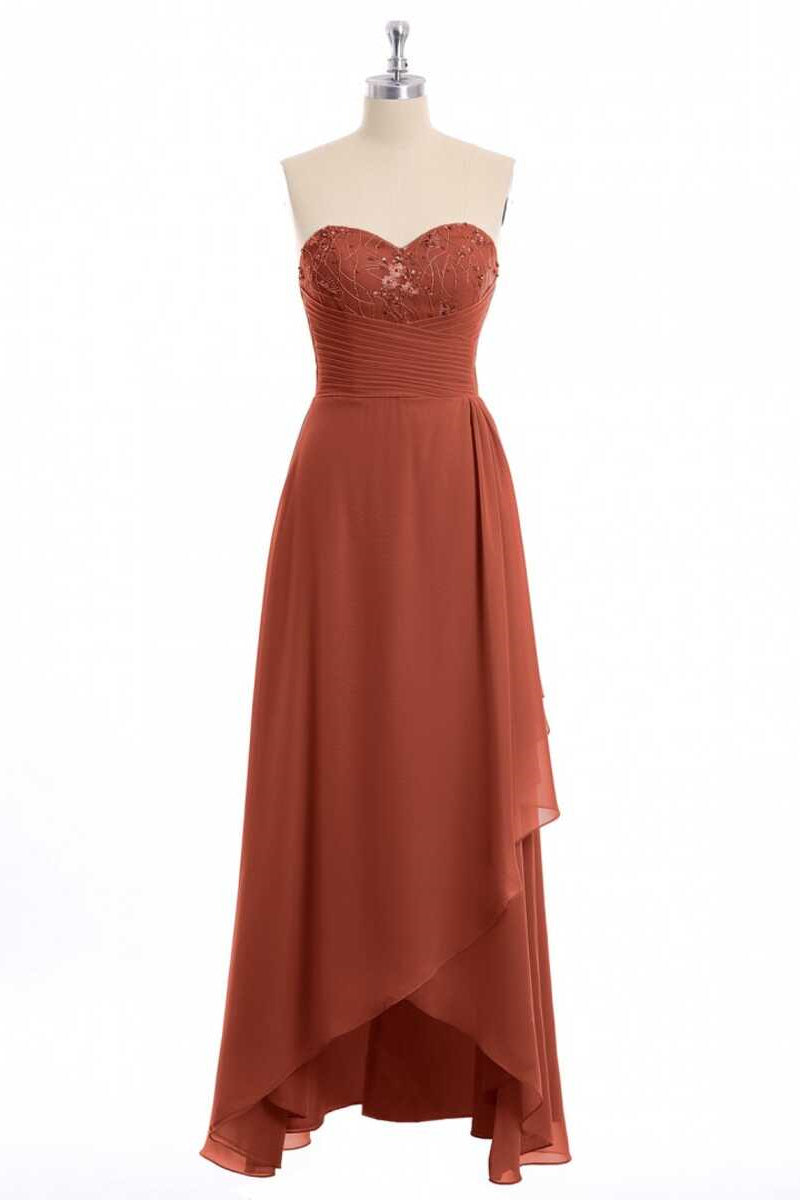 Glitter Blue Chiffon Sweetheart Ruffled Bridesmaid Dress