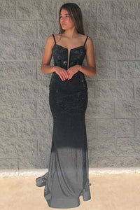 Green Beaded Split Neck Mermaid Long Formal Dress