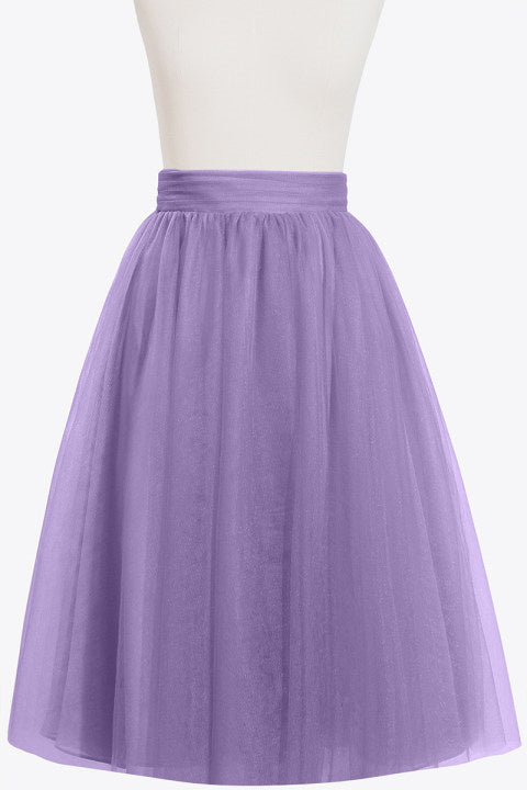 Lavender Tulle Bow Back A-Line Short Skirt