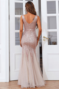 Sequins V-Neck Mermaid Long Prom Gown