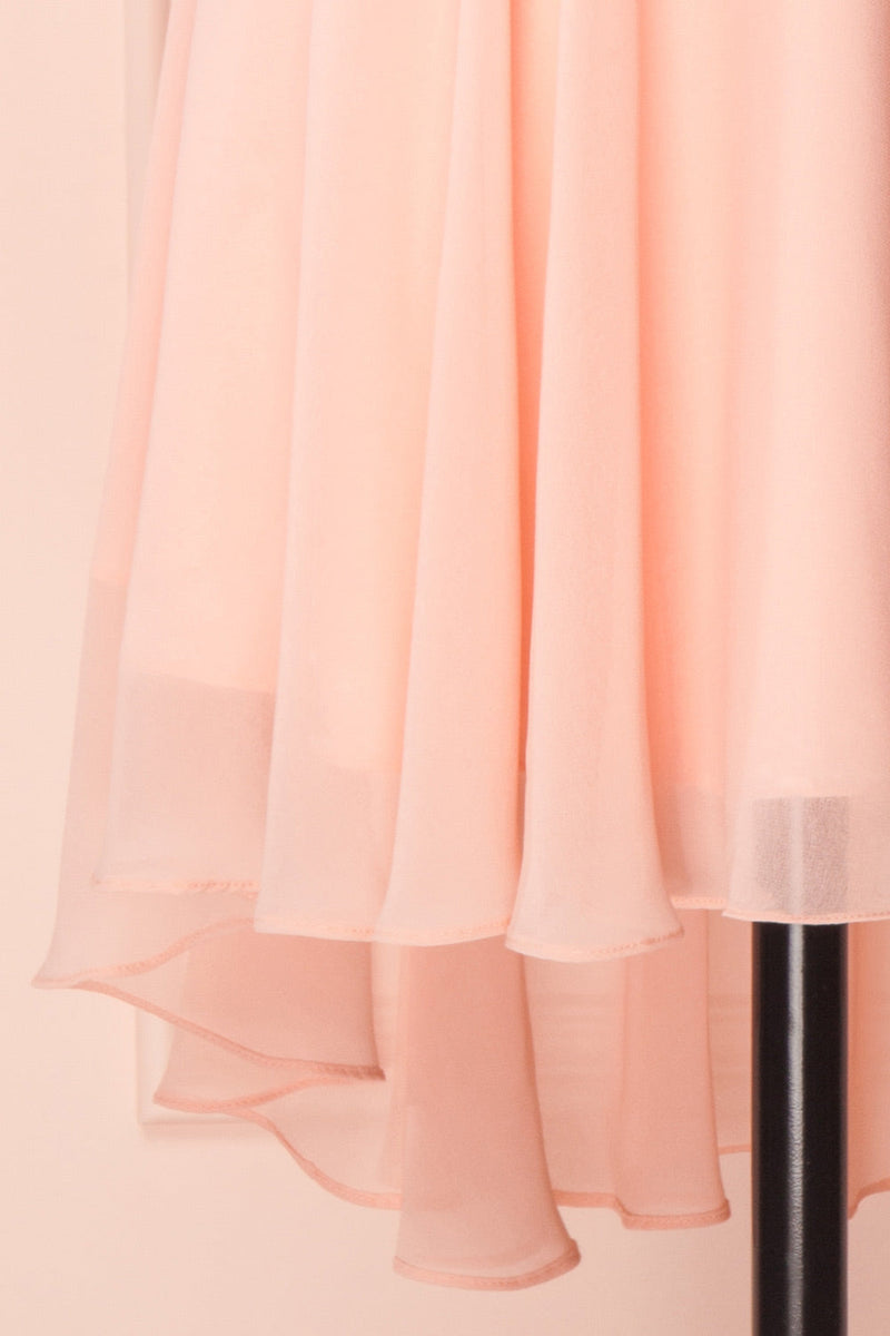 Peach Sweetheart Twist-Front Short Bridesmaid Dress