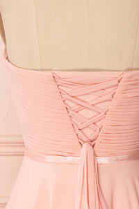 Peach Sweetheart Twist-Front Short Bridesmaid Dress