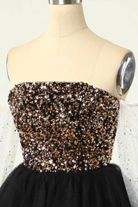 Gold Sequins Strapless A-Line Short Party Dress