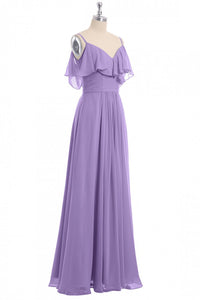 Rust Orange Straps Ruffled A-Line Bridesmaid Dress