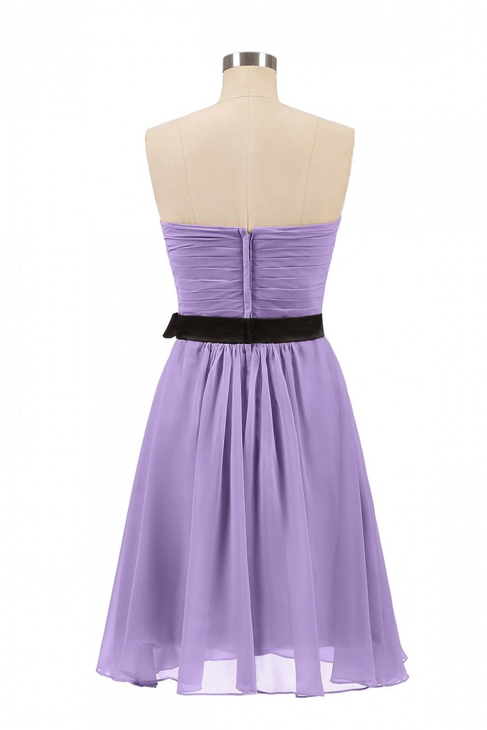 Lavender Strapless Tie-Side Short Bridesmaid Dress