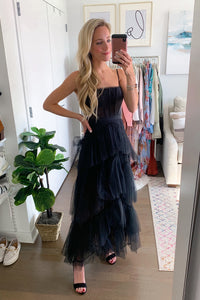 Princess Hot Pink Tulle Tiered Long Dress