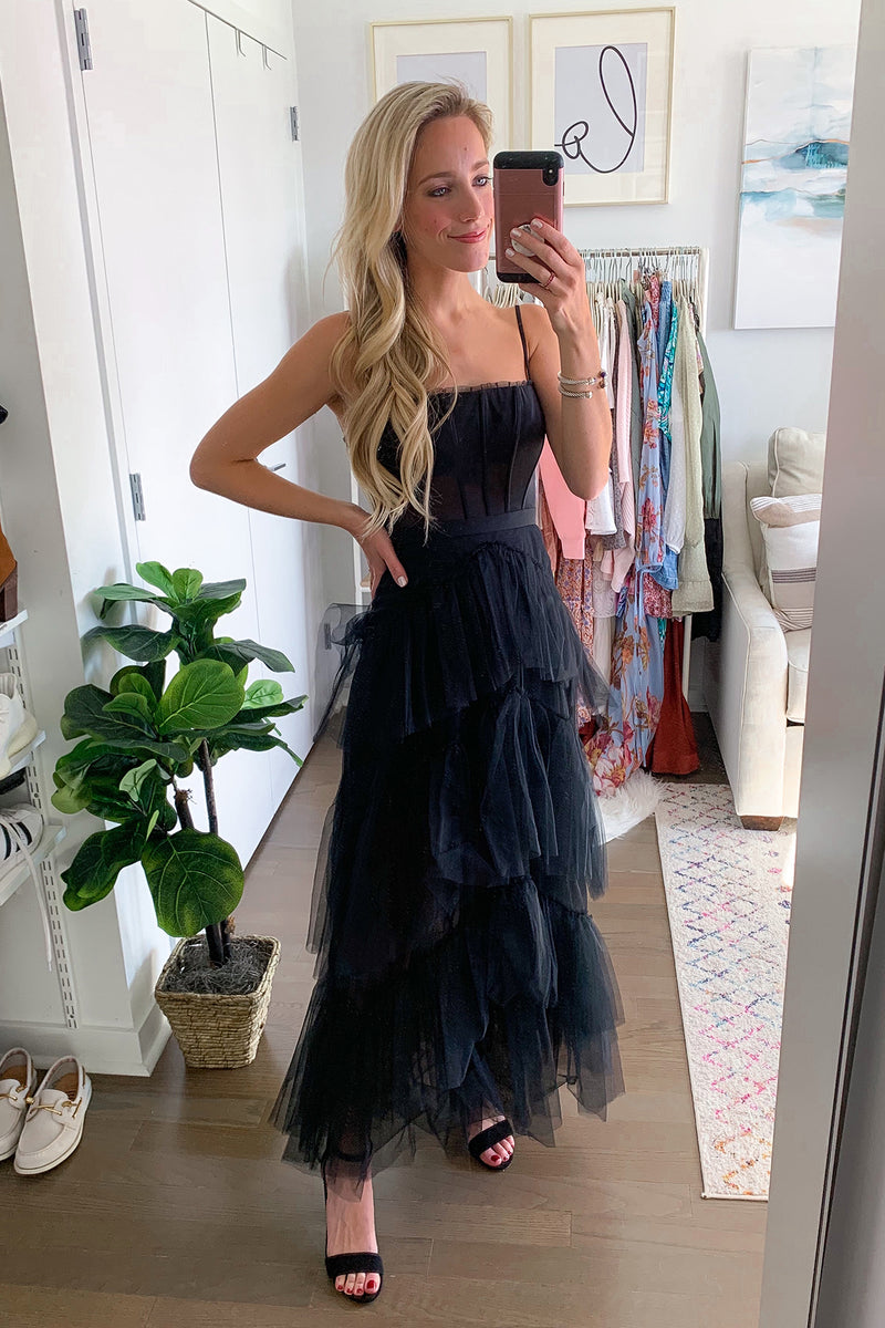 Princess Hot Pink Tulle Tiered Long Dress