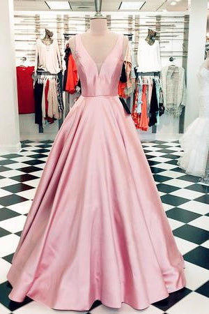 Simple V-Neck Yellow Long Prom Dress