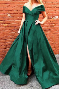 Off the Shoulder Royal Blue Long Prom Dress with Side Slit