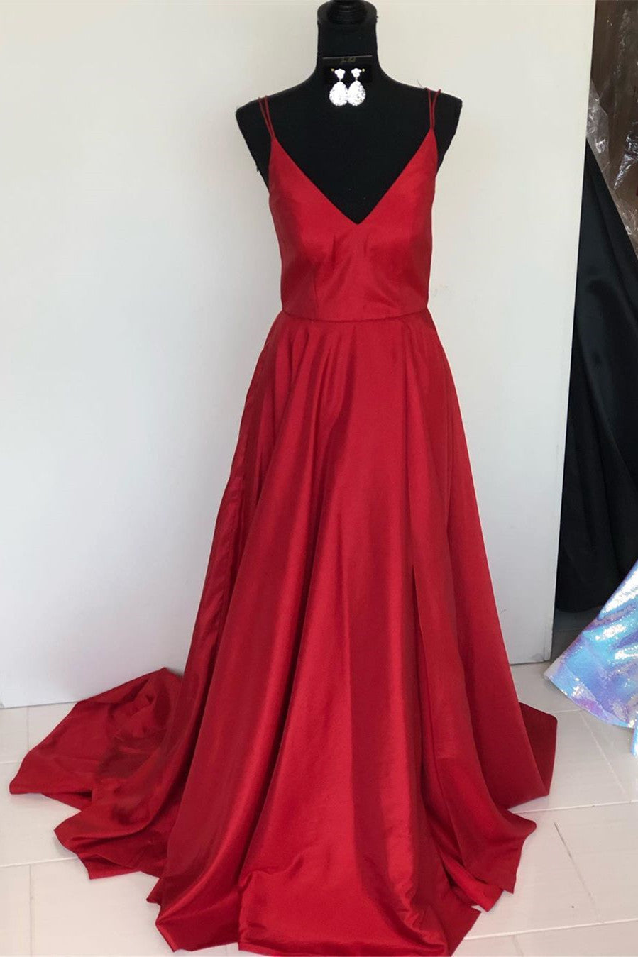 Simple Straps A-line Green Long Prom Dress