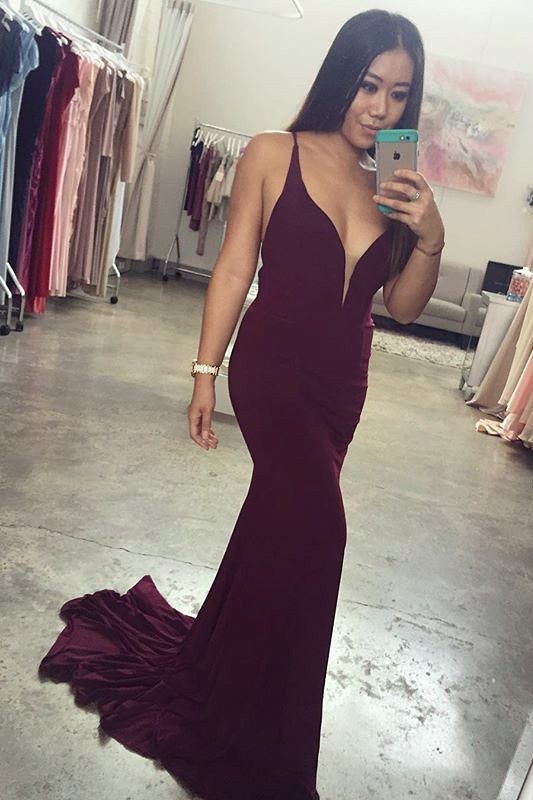 Elegant V Neck Pink Mermaid Long Bridesmaid Dress