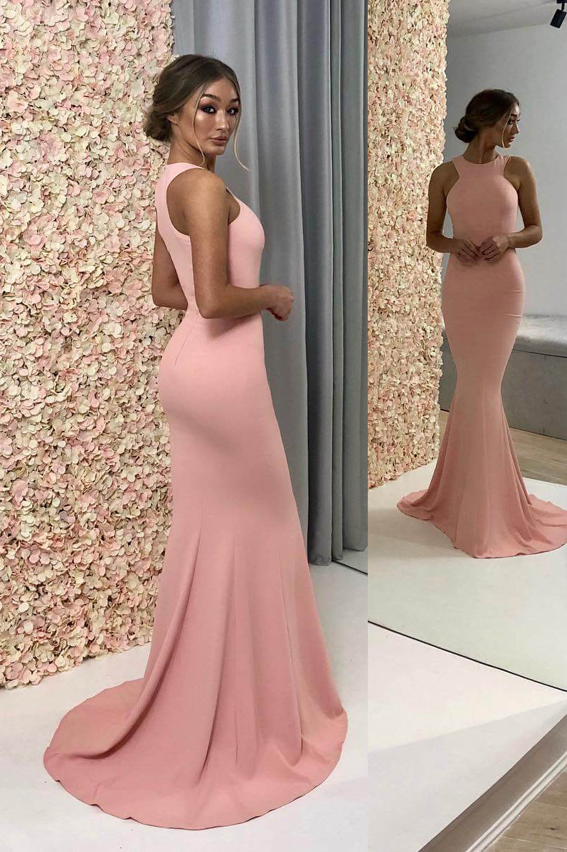 Gorgeous Jewel Pink Mermaid Long Bridesmaid Dress