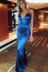 Red Mermaid Backless Long Prom Dress