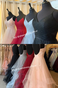 Sparkly Straps Ruffles Red Long Prom Dress with Open Back