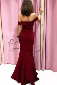 Mermaid Burgundy Off the Shoulder Long Prom Dress