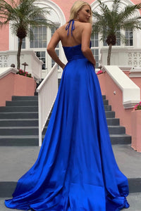 Yellow Halter Long Prom Dress with Split