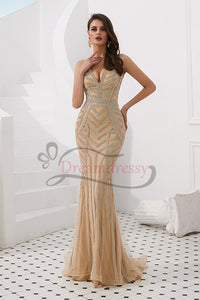 Dark Red Mermaid Long Prom Dress with Beading