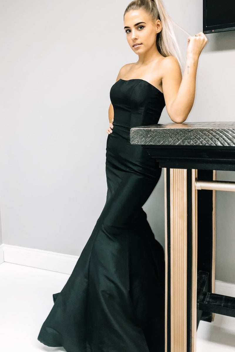 Mermaid Red Strapless Long Prom Dress with Slit