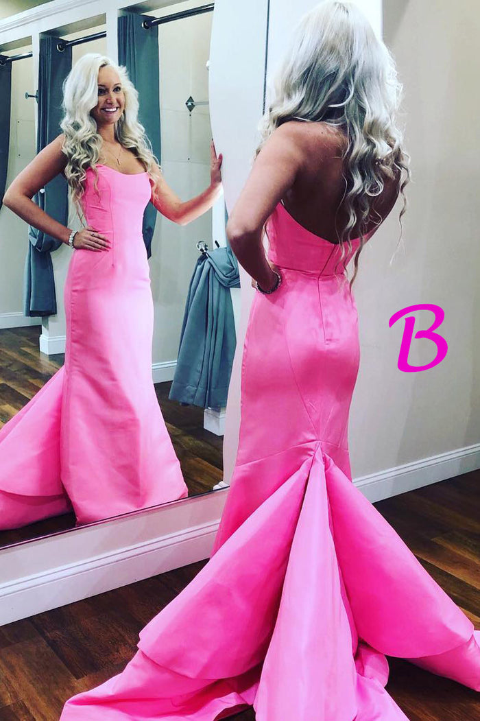 Strapless Mermaid Zipper Up Long Prom Dress