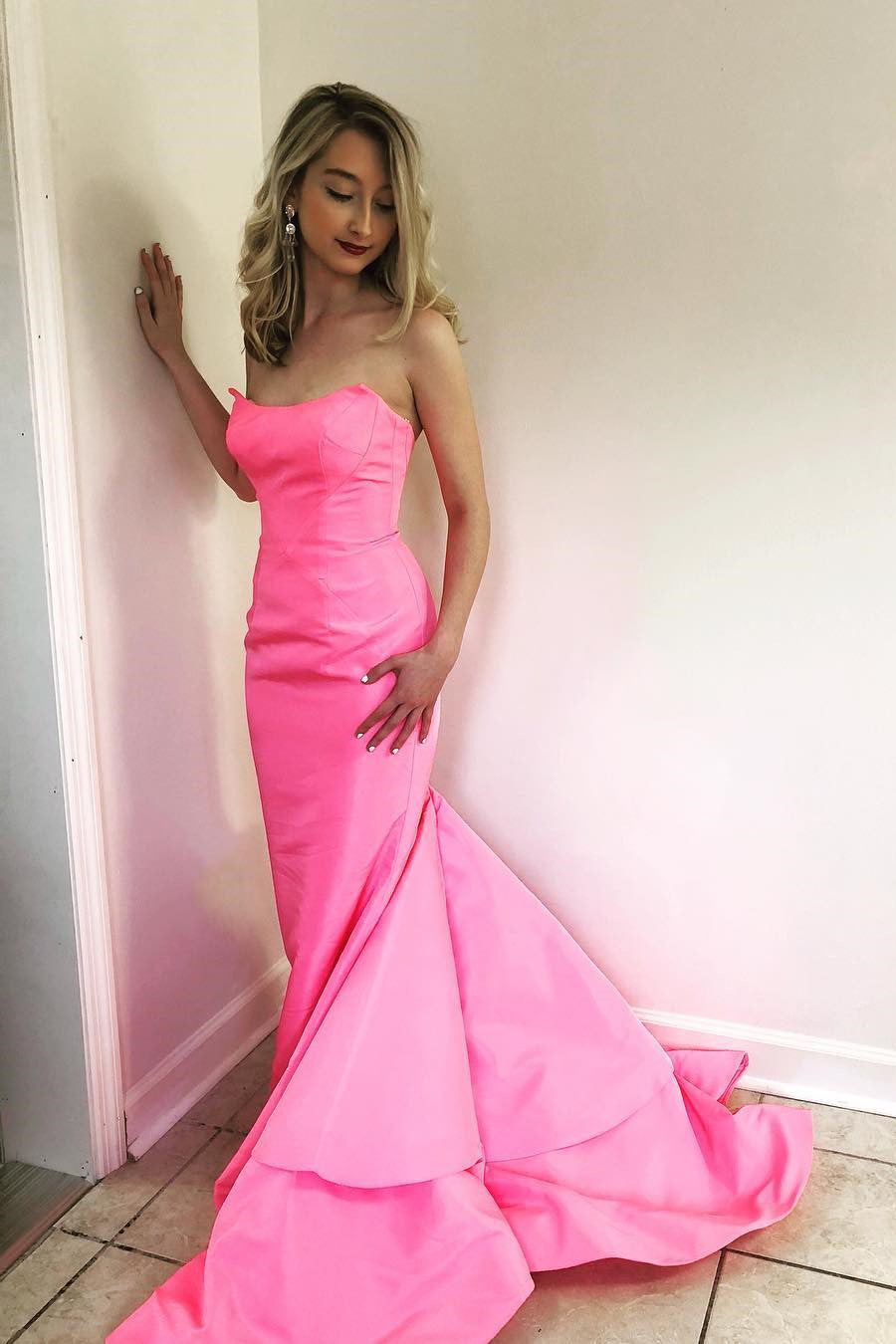 Strapless Mermaid Zipper Up Long Prom Dress