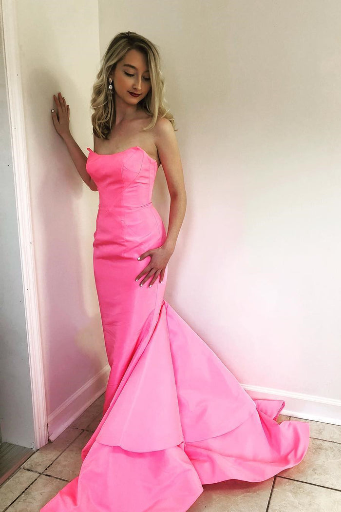 Strapless Mermaid Zipper Up Long Prom Dress