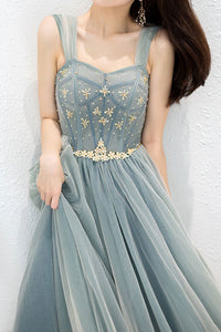 Elegant Off Shoulder A-Line Beaded Long Prom Dress with Appliques
