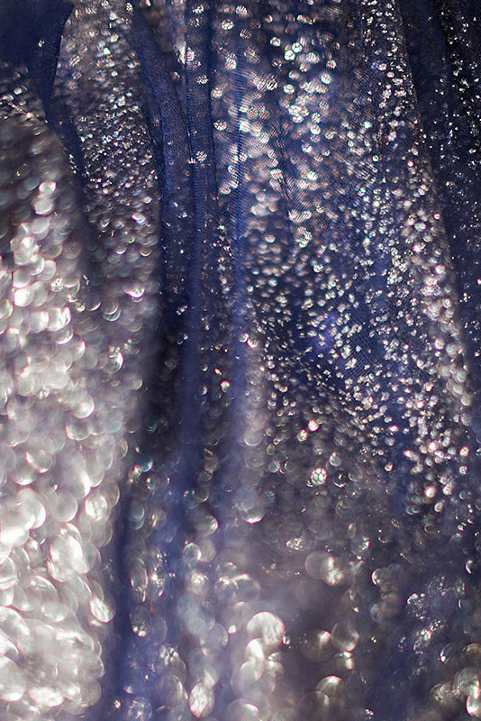 Gorgeous Spaghetti Straps Sequined Navy Blue Long Prom Dress