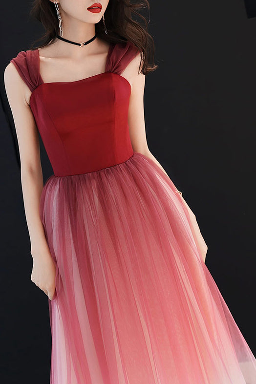Elegant Off the Shoulder A-Line Red and White Long Prom Dress