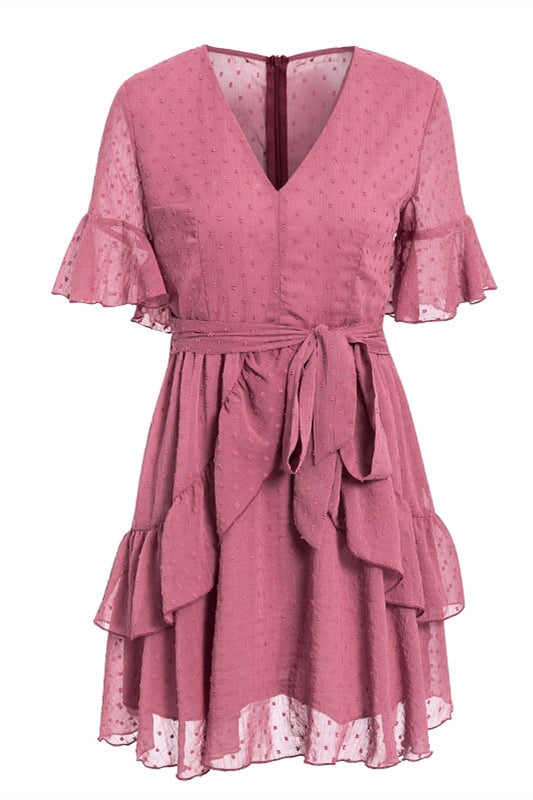 Textured Polka Dot Bard Dress