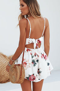 Lace Straps Floral Print Jumpsuit