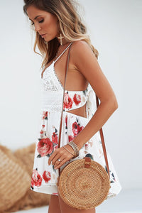 Lace Straps Floral Print Jumpsuit