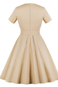 50s Vintage Burgundy Square Collar Dress