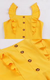 Cute Flutter Short Yellow Dress