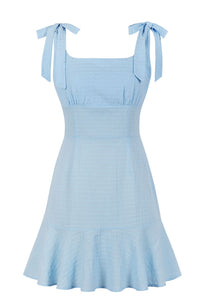 Tie Shoulder Red Ruffled Dress