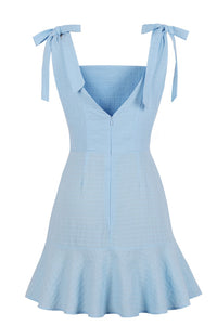 Tie Shoulder Red Ruffled Dress