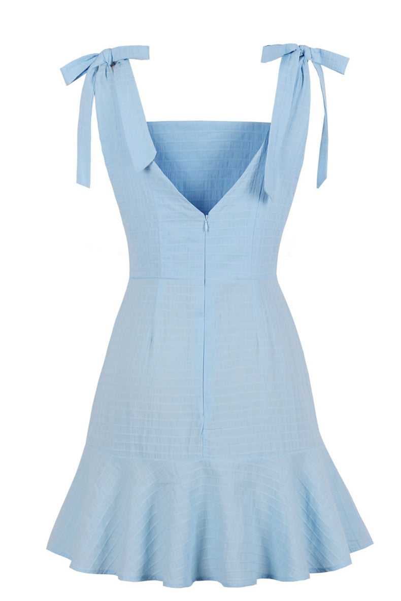 Tie Shoulder Red Ruffled Dress